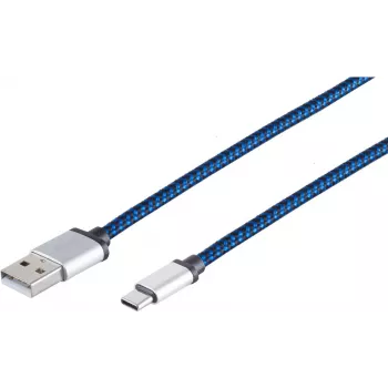 Cavo USB S/CONN 14-50021 USB 2.0 0,9 m USB A USB C blu