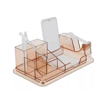 Organizer da scrivania DeLOCK 18341 trasparente marrone plastica 145x250x85mm