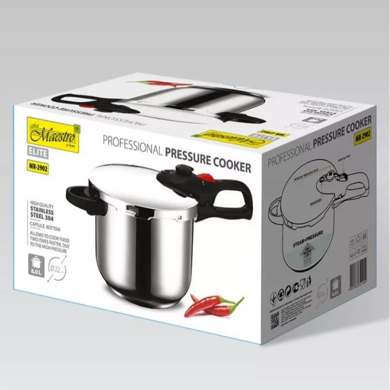 Pentola a pressione Maestro MR-2902, 6 L, argento