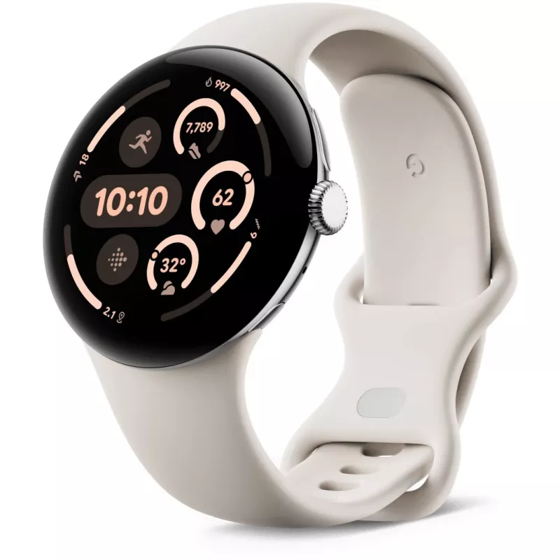 Google Pixel Watch 3 45 mm Wi-Fi smartwatch, argento lucido (Porcelain)