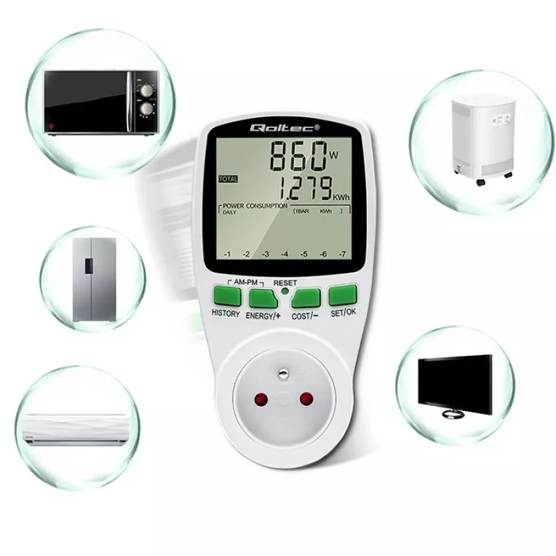 Misuratore di potenza QOLTEC PM0627 3680W con storico — QOLTEC PM0627 3680W
