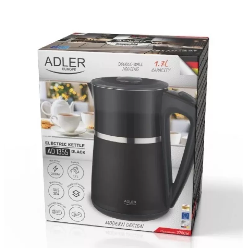 Bollitore elettrico Adler 1,7l 2200W nero