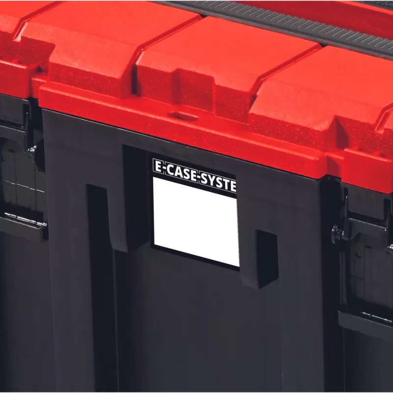 Einhell 4540021 E-Case M valigia di sistema, cassetta portautensili, polipropilene, portata 90 kg, nero/rosso