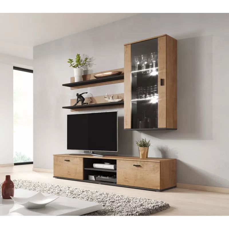 Cama set di due mensole 125cm SOHO rovere lefkas/nero