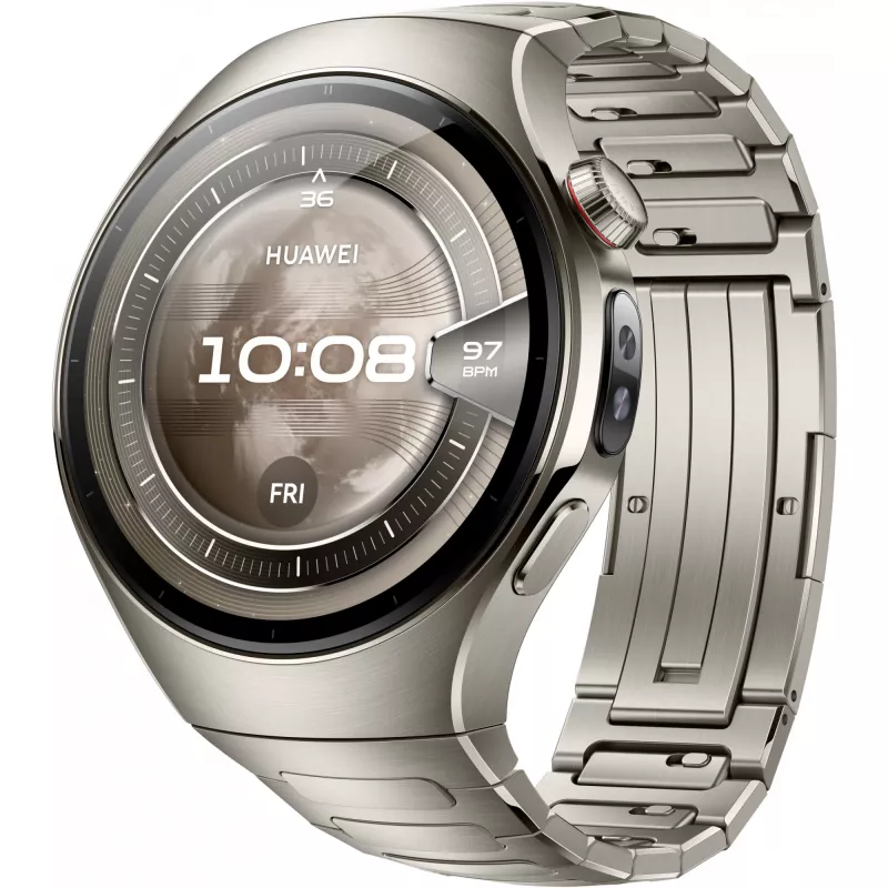 Smartwatch HUAWEI WATCH 5, 1,5 inch AMOLED, 466×466, 46 mm cassa in titanio, Wi‑Fi, GPS, argento