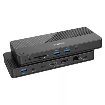 Docking station UNITEK D1079A USB4 con filo nero 100W Power Delivery
