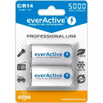 Batteria ricaricabile NiMH cilindrica everActive EVHRL14-5000, 1,2 V, 2 pz., altezza 51,5 mm