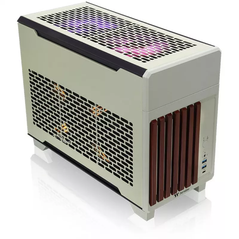 Case mini THERMALTAKE TR100 WS verde matcha, design compatto, supporto per mini-ITX/microATX