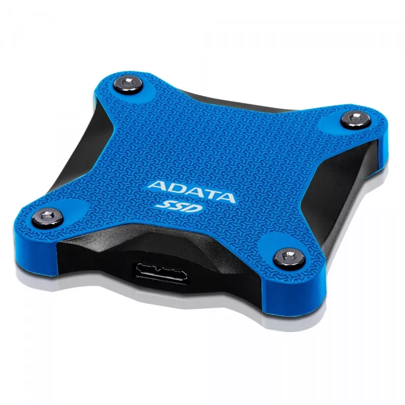 SSD esterno ADATA SD620 512 GB, USB 3.2 Gen 2 Micro-USB B, blu, custodia in silicone, antishock