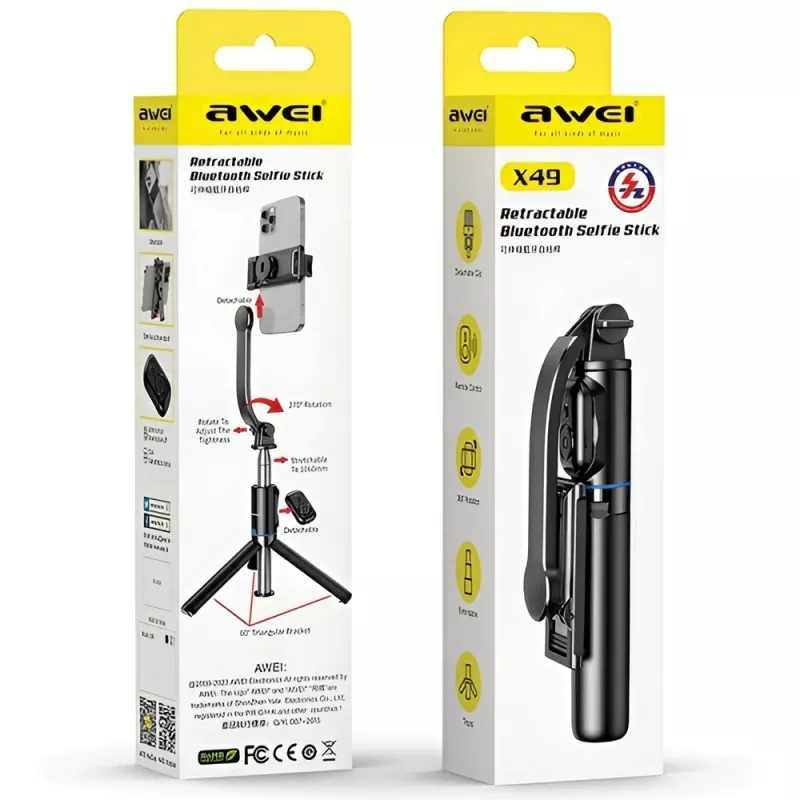 Awei selfie stick X49 nero/nero
