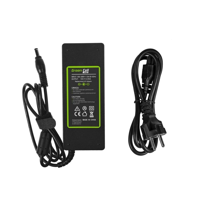 Alimentatore Green Cell AD26AP 75W 19V caricabatterie AC/DC per laptop per interni, nero
