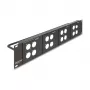 Delock 88195 patch panel da 19" tipo D con 4 piastre 86 x 86 mm, 4 porte, 2U, nero