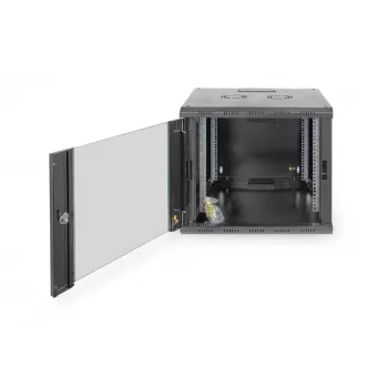 DIGITUS Professional Unique DN-19 09U-6/6-SW - armadio - armadio di rete - adatto per montaggio a parete - nero, RAL 9005 - 9U - 48,3 cm (19) (DN-19 09U-6/6-SW)
