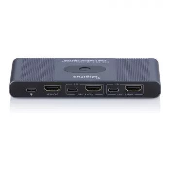 Switch KVM DIGITUS USB-C 3.0 HDMI 2 porte 4K60Hz, USB-C/USB-A, alluminio, 135×60×30 mm