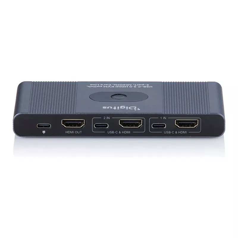 Switch KVM DIGITUS USB-C 3.0 HDMI 2 porte 4K60Hz, USB-C/USB-A, alluminio, 135×60×30 mm