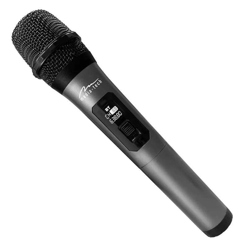 Microfono karaoke MEDIA-TECH MT398 wireless, USB-C, a batteria, portata 20 m, nero