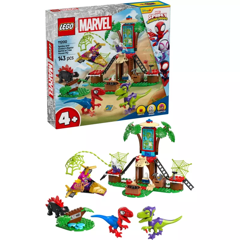 LEGO MARVEL 11200 Battaglia di Spidey e Goblin nel quartier generale della casa sull'albero con raptor