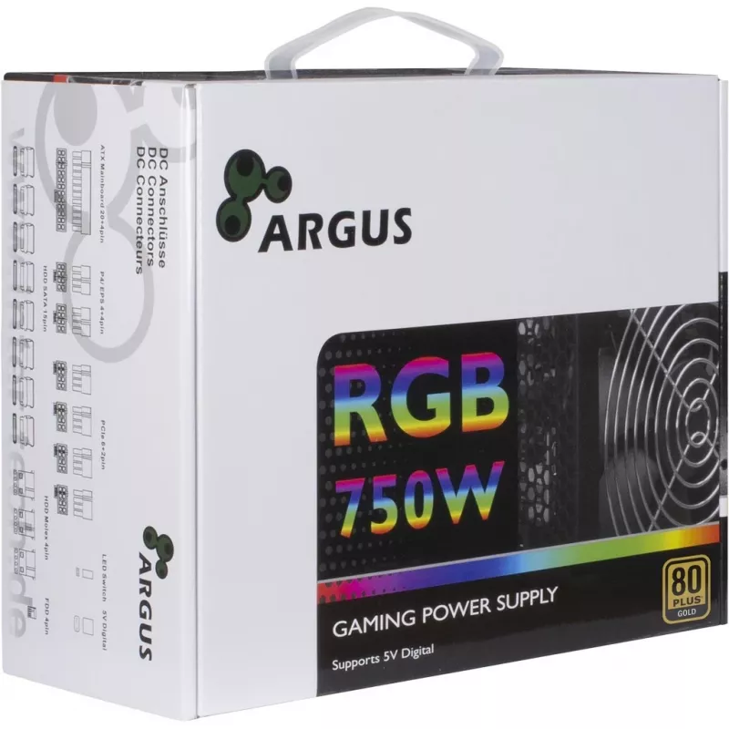 Inter-Tech Argus RGB-750W CM II alimentatore 20+4 pin ATX ATX nero