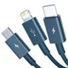Cavo USB 3in1 Baseus Superior Series, USB a Micro-USB / USB-C / Lightning, 3,5 A, 1,5 m (blu)