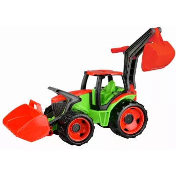 Lena GIGA TRUCKS Trattore con caricatore frontale, trattore, 3 anni, plastica, blu, grigio, bianco