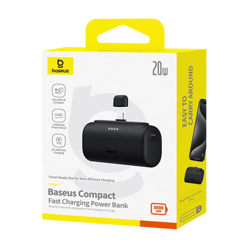 Powerbank Baseus Compact (IP Edition) 20W USB-C Fast Charge 5000mAh Cluster nero
