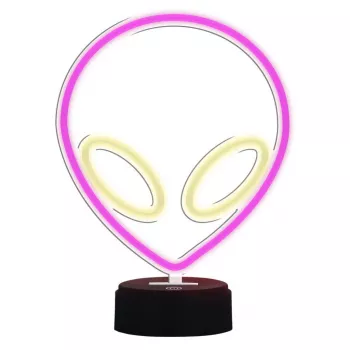 Lampada da tavolo MANTA SNL86PK Style Neon Lights UFO rosa – lampada neon decorativa rosa