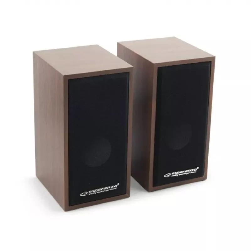Diffusori ESPERANZA EP122 2.0 diffusori desktop con filo, 2×6 W RMS, cassa in legno, controllo volume a manopola, 60–20000 Hz