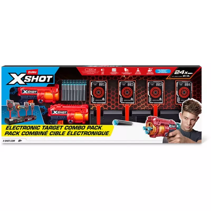 XSHOT bersaglio interattivo e Fury 4 confezione da 2, blaster per freccette