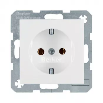 Presa tipo F berker 47438989, bianco, corpo in duroplast, 250V 16A, IP20, profondità 32mm