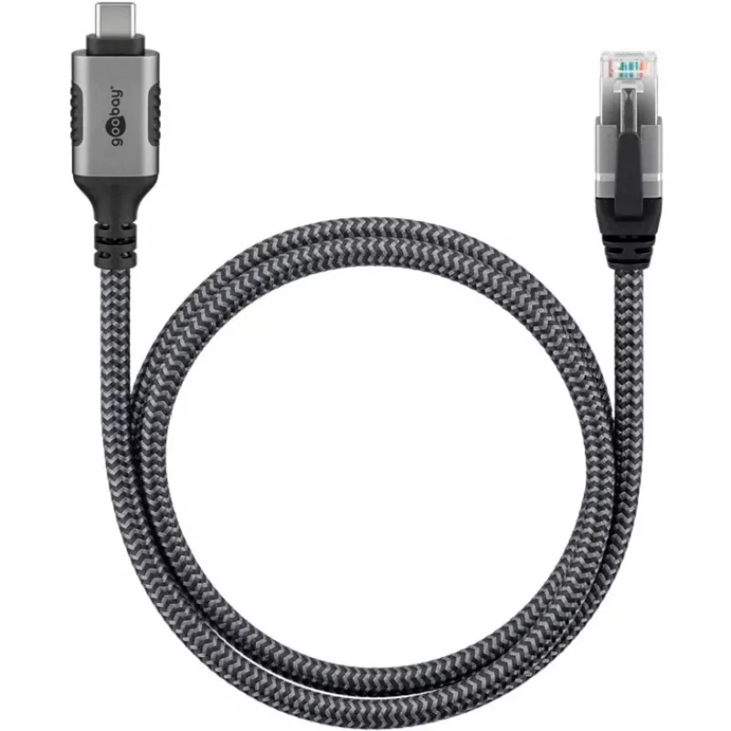 Goobay 70755 cavo USB-C a RJ45 Ethernet CAT 6 per connessione internet cablata stabile con router/modem/switch di rete/sostituisce adattatore USB a RJ45 / 1