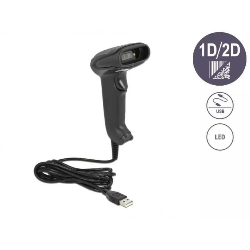 Lettore di codici a barre portatile DeLOCK USB 1D 2D versione tedesca