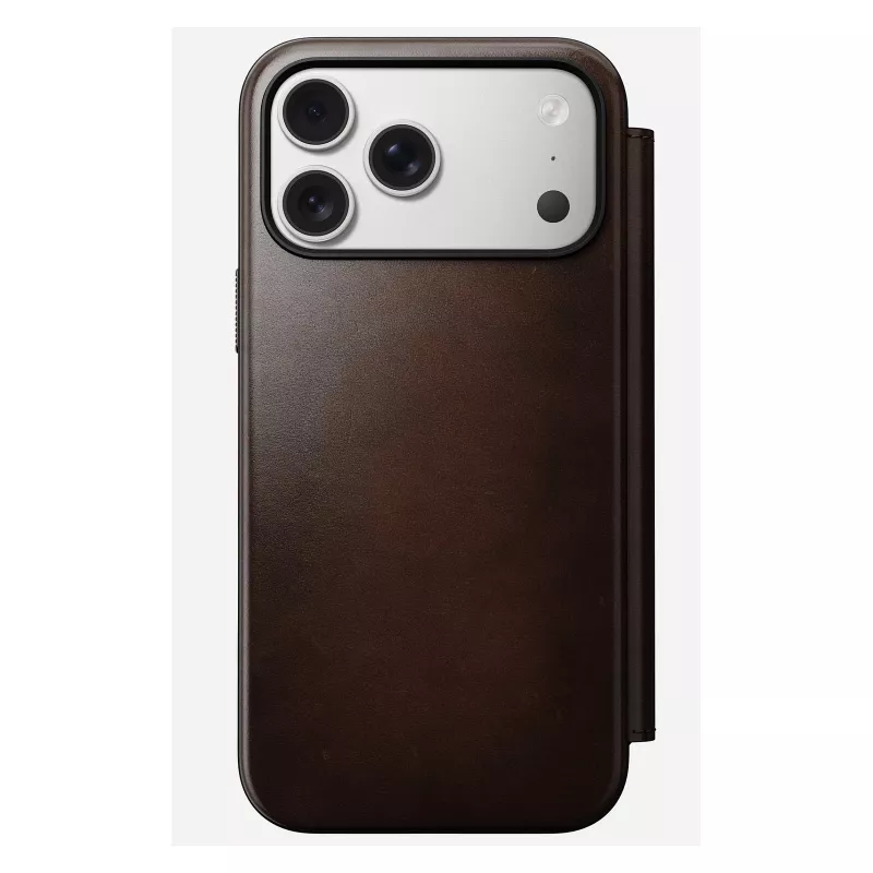 Custodia per cellulare Nomad Modern Leather Folio Cover per iPhone 17 Pro Max — marrone, pelle, schermo da 6,3