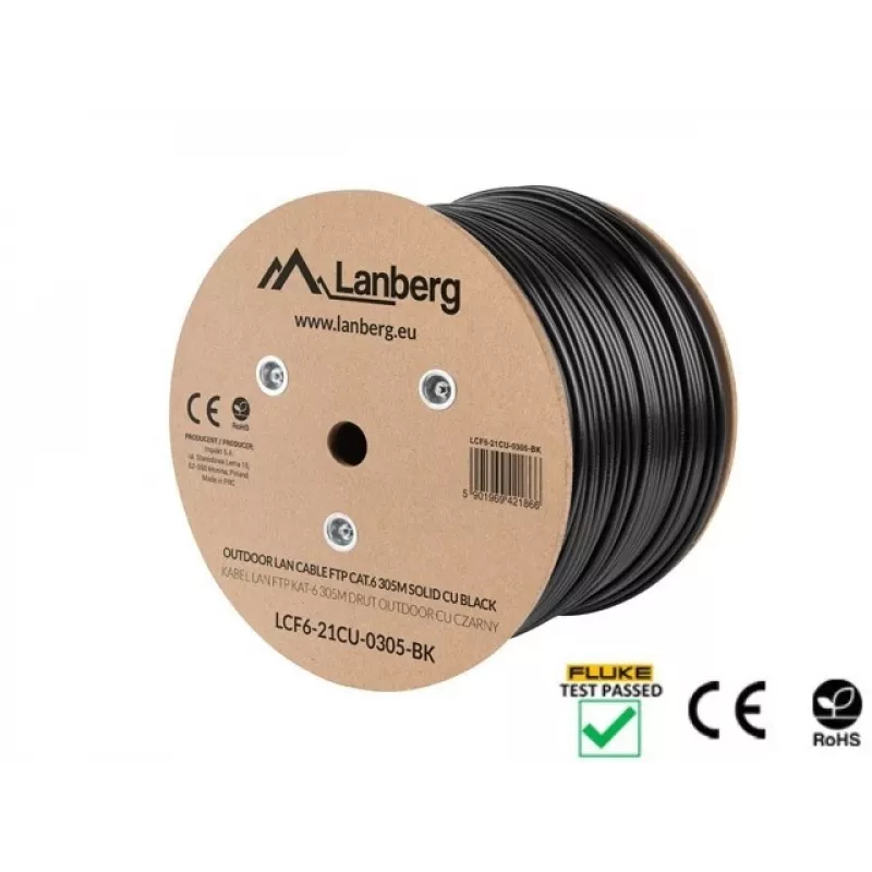 Cavo di rete Lanberg LCF6-21CU-0305-BK nero 305 m Cat6 F/UTP (FTP) per esterni