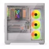 Case PC KRUX Exo Midi Tower, ATX/micro-ATX/mini-ITX, 2x vetro temperato, USB-C, 4 ventole da 120 mm, 2 vani da 3,5 pollici + 2 da 2,5 pollici, GPU fino a 40,5 cm, bianco