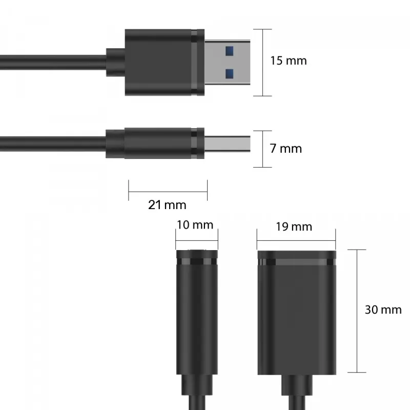 Cavo USB UNITEK Y-C447GBK 0,5 m USB 2.0 nero
