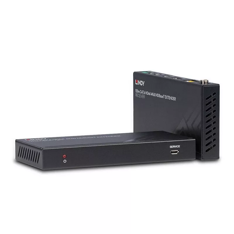 Lindy 38217 extender HDBaseT HDMI 4K60 su Cat.6 da 150 m, IR e RS-232, trasmettitore e ricevitore