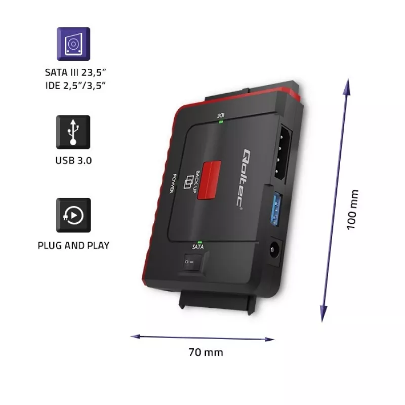 Adattatore USB 3.0 a IDE SATA III QOLTEC 50645