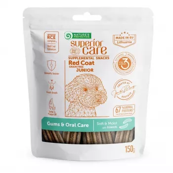 Nature's Protection Superior Care Red Coat Junior snack per cani senza cereali con insetti per la cura di gengive e bocca, 150 g