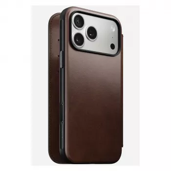 Custodia per cellulare Nomad Modern Leather Folio Cover per iPhone 17 Pro Max — marrone, pelle, schermo da 6,3