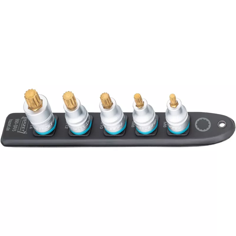 Set di chiavi a bussola Hazet 990-SR/5 bussole corte a profilo multiplo, 5 pezzi, misure M6–M14