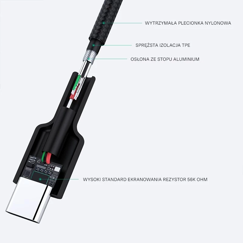 Aukey CB-CA2 OEM cavo da USB-C a USB-A, rivestimento in nylon intrecciato, 2 m, nero