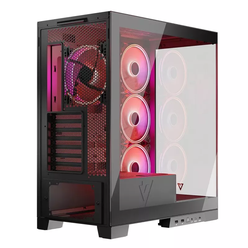 Case per PC MODECOM Volcano SPACE APEX ARGB Midi Tower, vetro temperato, USB-C, supporta ATX/microATX/Mini-ITX, GPU fino a 430 mm, dissipatore CPU fino a 180 mm