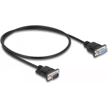 Delock 86886 Cavo null-modem RS-232, DB-9 maschio-femmina, 0,5 m, nero