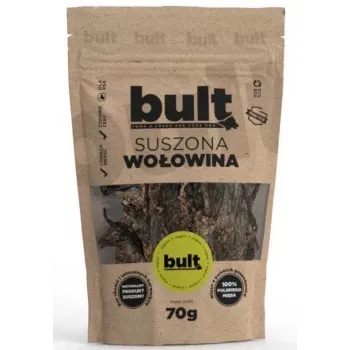 Snack per cani BULT Eko manzo essiccato 70 g — snack di manzo disidratato monocomponente per cani, proteine 67,2 %, grassi 15,7 %