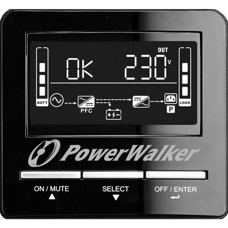 Gruppo di continuità PowerWalker VI 1100 CW FR, Line-Interactive, 1,1 kVA (770 W), LCD, EPO, RS-232