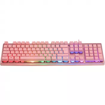 Deltaco GAM-021-RGB-P-DE - formato completo (100%) - USB - interruttori a membrana - QWERTZ - rosa