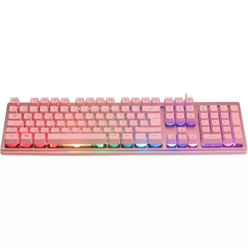 Deltaco GAM-021-RGB-P-DE - formato completo (100%) - USB - interruttori a membrana - QWERTZ - rosa