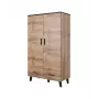 Cama Meble LOTTA 2D2D armadio, rovere Wotan + nero opaco