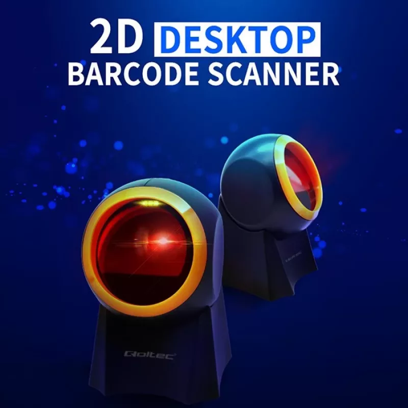 Qoltec 50857 lettore di codici a barre da tavolo cablato, 1D/2D, QR, USB, cavo da 1,75 m