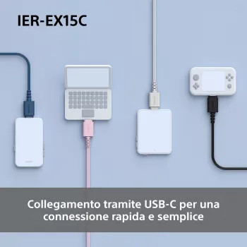 Sony IER-EX15C Cuffie con filo In-Ear Chiamate/Musica USB Type-C Blu